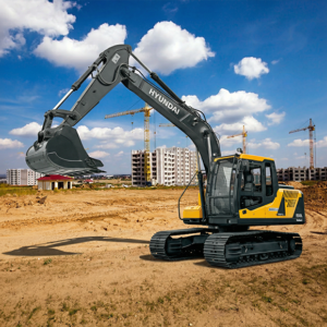 Hyundai R150LS excavator working on a construction site for heavy-duty earthmoving