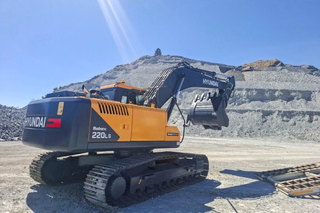 Hyundai excavators at work on a quarry site, delivering reliable performance for demanding earthmoving applications.
